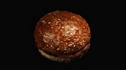 hamburger on black background