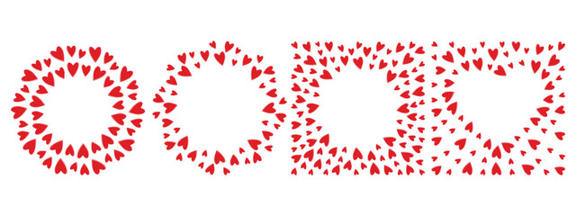 Hearts Circle Frame border and Hearts Background texture Copy space St Valentines Day greeting Set 4