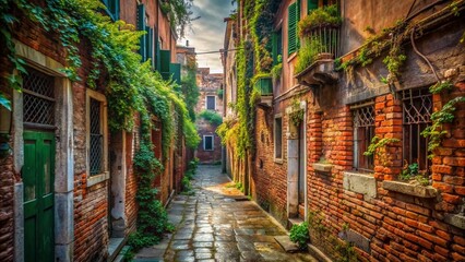 Fototapeta premium Mysterious Venetian Backstreets: Grand Canal Exploration, Urban Decay, Italy
