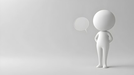 3D Human Figure with Blank Speech Bubble
