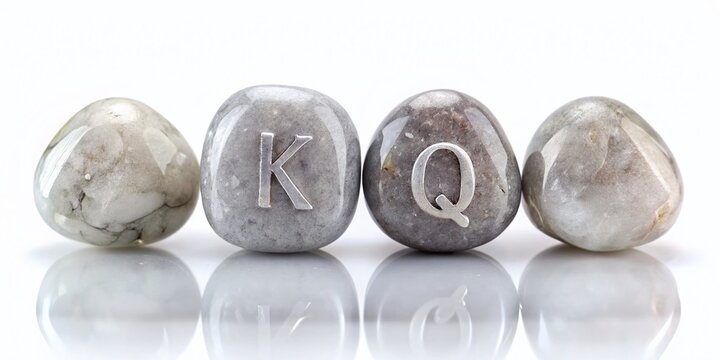 Mystic Stones: JQK A Crystal Letters - Left Aligned Copy Space Stock Photo