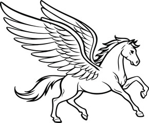 Fototapeta premium simple pegasus tattoo design with smooth outlines 