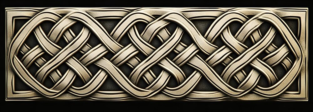 A mesmerizing Celtic knot weaving pattern, symmetrical and intricately intertwined