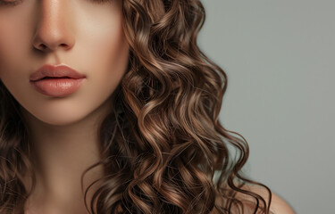 Naklejka premium Healthy female lips closeup on grey background