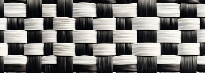 A high-tech carbon fiber weaving pattern with reflective surfaces and sharp contrast
