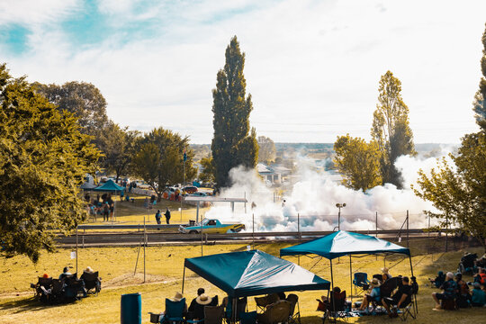 Australia Day long weekend burnout competition at Kandos in rural New South Wales