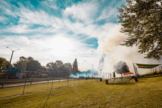 Australia Day long weekend burnout competition at Kandos in rural New South Wales