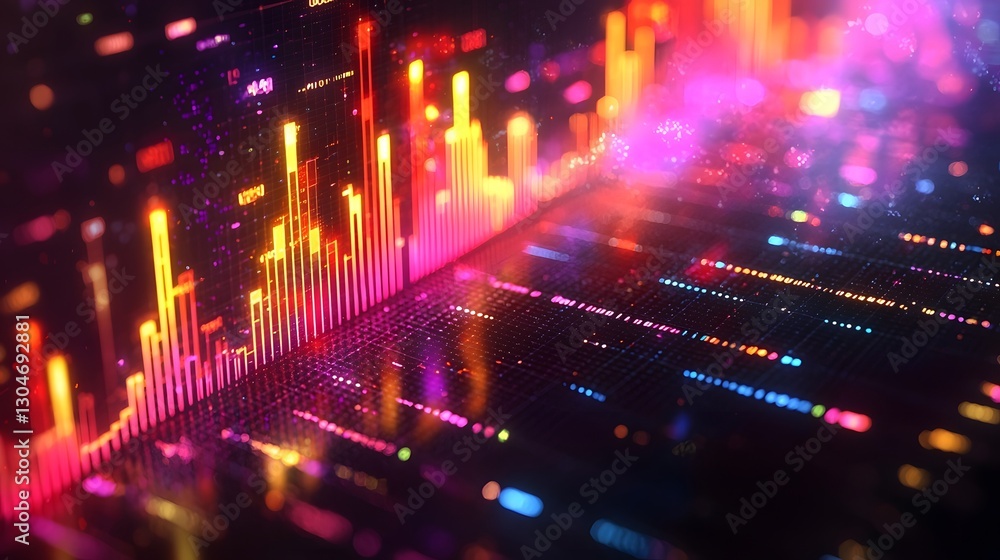 Poster vibrant holographic sentiment analysis graph with emotive data visualization