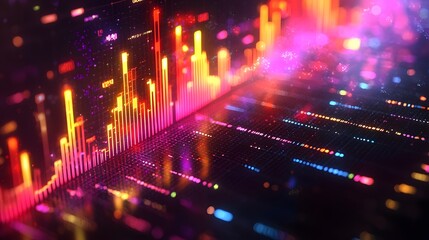 Fototapeta premium Vibrant Holographic Sentiment Analysis Graph with Emotive Data Visualization