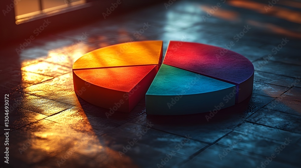 Aufkleber vibrant glowing pie chart symbolizing sentiment analysis concept with copy space