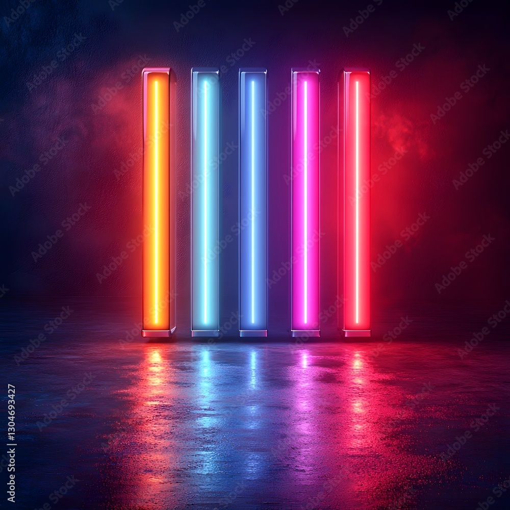 Poster glowing neon bar graph visualizing sentiment analysis scores and polarity