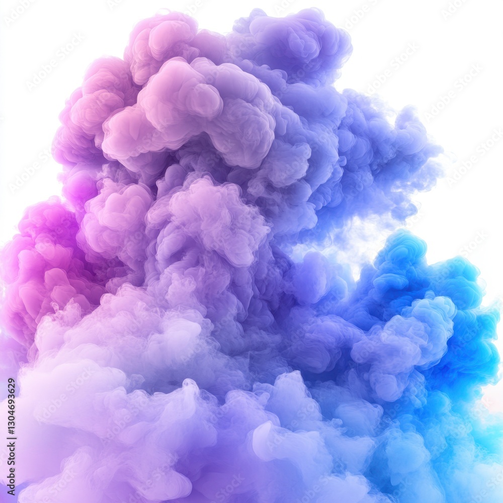 Aufkleber ethereal cloud of vibrant colors against white backdrop creating a dreamy and abstract visual experi