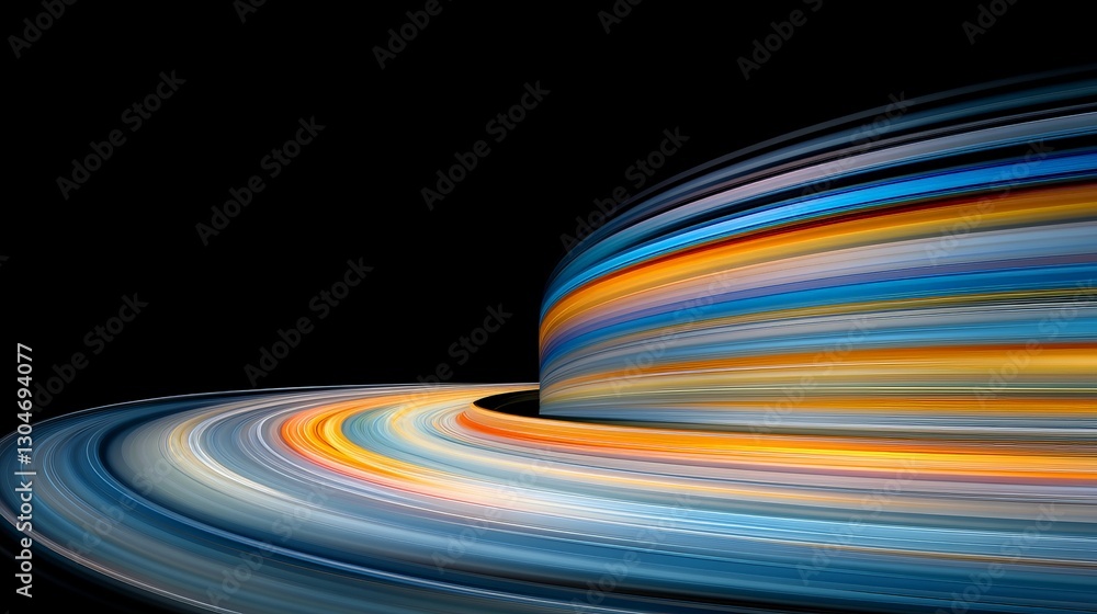 Poster vibrant abstract swirls with planetary elements in deep space