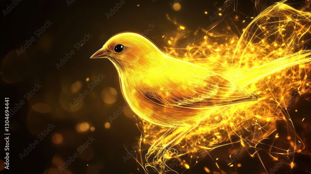 Aufkleber a radiant portrayal of a canary crafted from golden light its form outlined by sparkling energy agai