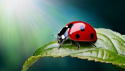 Fototapeta premium ladybug on a blade of grass