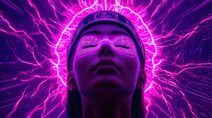 High-tech brainwave headband enhances knowledge absorption in a futuristic setting