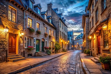 Fototapeta premium Old Quebec City Streetscape Night HDR Photography