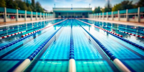 Olympic Swimming Pool Water Background: Parting Lines & Ripples, Training, Aquatic Sports
