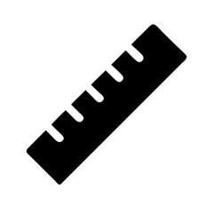 Fototapeta premium Ruler icon, bold style, black silhouette, measuring tool symbol, copy space 