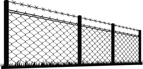 fence with barbed wire isolated