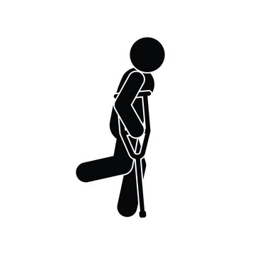 recommend clip art: man with crutch, injury icon, person standing isolated on transparent, stick figure stickman, human silhouette	
                    
