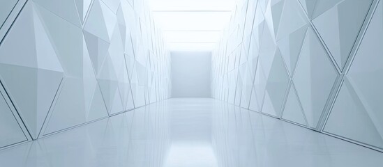 Obraz premium Modern White Corridor with Triangular Panels