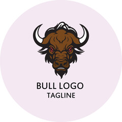 Fototapeta premium brown bull vector flat logo 
