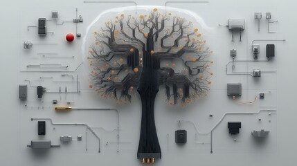 Abstract Tree Design with Circuits and Technology Elements