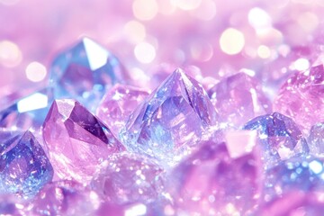 Sparkling pink and blue crystals cluster.