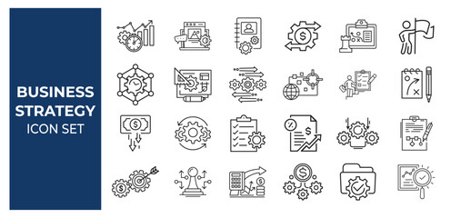 Business strategy and management  related icon collection