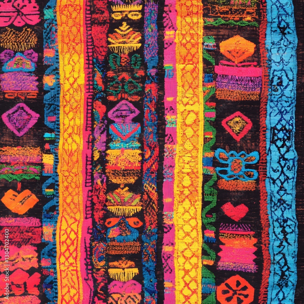 Aufkleber colorful textile with geometric patterns: the intricate and vibrant textile design showcasing an arr