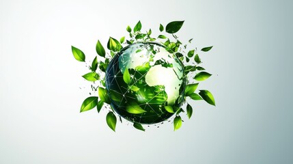 Earth to brand concept. Eco conscious Branding Visualization with Sustainable Global Globe and Green Leaves