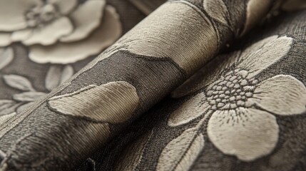 Obraz premium Elegant Embroidered Floral Fabric Textile Design