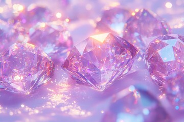 Sparkling pink diamonds on a soft background.