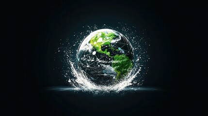 Earth to brand concept. Futuristic Globe with Interconnected Branding Symbol