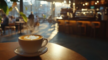 Steaming latte art in a cafe.