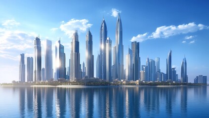 Dubai Skyline Sunrise Cityscape