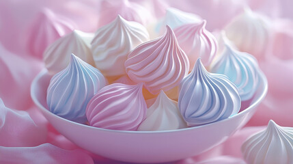 Colorful meringue kisses showcase modern confectionery artistry with pastel hues