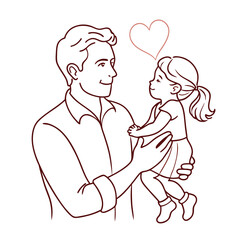 father with son and-daughter one line vector images on white background 