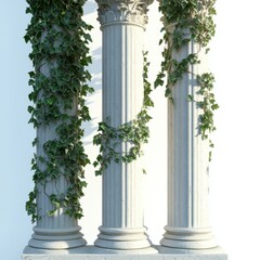 Naklejka premium Classic Columns, Ivy-Covered, Architectural Detail