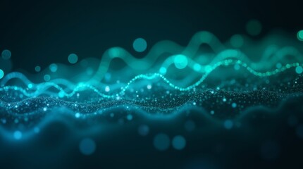 abstract blue lights background,
Background with glowing light blue and green lines, particles.