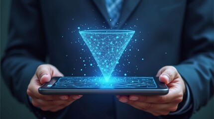 businessman holding digital tablet