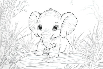Cute Baby Elephant Coloring Page