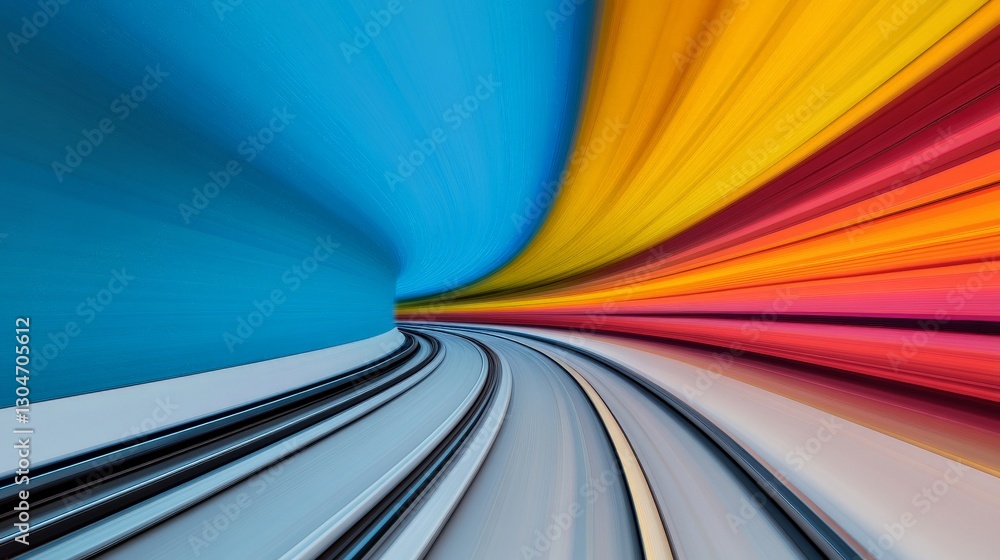 Poster abstract motion blur of colorful lines in a tunnel environment