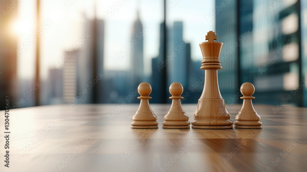 Aufkleber chess game in urban setting with focus on business and intellectual property concepts in finance ind