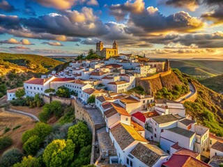 Obraz premium Panoramic View of Mertola, Alentejo, Portugal: Urban Exploration Photography