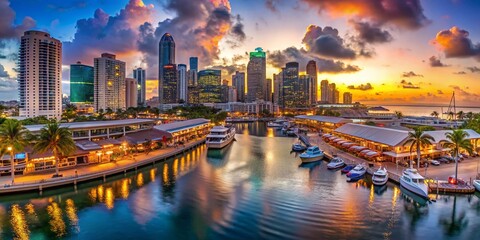Fototapeta premium Panoramic View of Miami Bayside Marketplace Waterfront