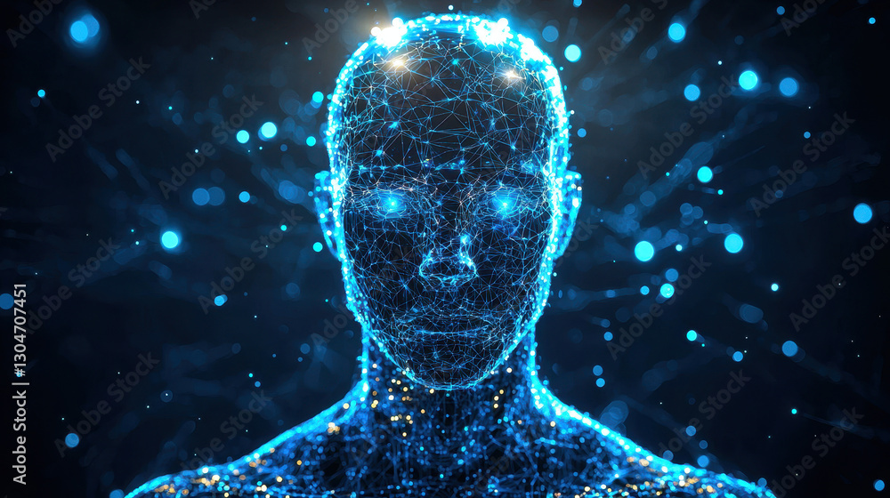Poster cybernetic digital clone engages in vulnerability scanning in a futuristic cyberspace