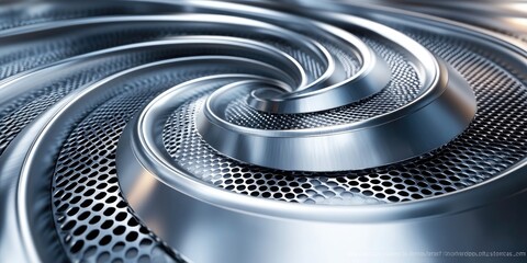 Intricate design of spiraling metallic patterns showcasing craftsmanship and modern aesthetics in industrial setting