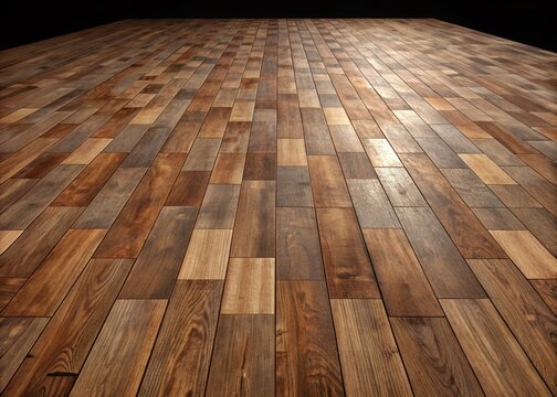 Panoramic Wooden Floor Texture, Rustic Hardwood Plank Background, Natural Brown Wood Grain
